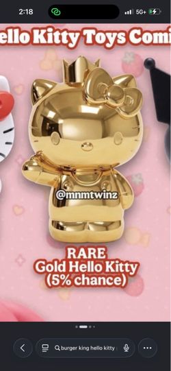 Gold Hello Kitty toy from Burger King sealed
