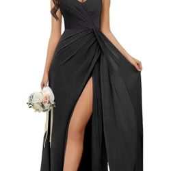Neck Bridesmaid Dresses with Slit