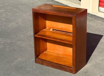 Small Solid Wood Bookshelf with Two Shelves - mid century
