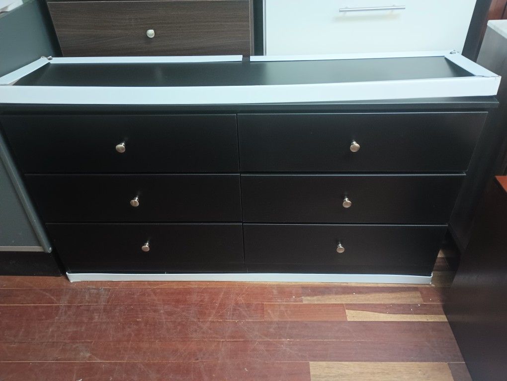 New Six Drawer Dresser - Black