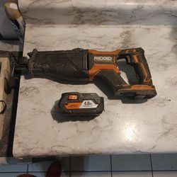RIDGID 18-Volt OCTANE™ Lithium-Ion Cordless Brushless Reciprocating Saw  WITH 18V 4.0 Ah battery
