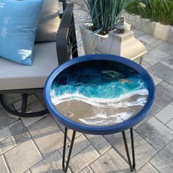 Ocean Epoxy Side Table 