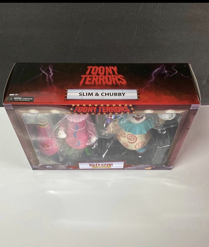 NECA Toony Terrors - Killer Klowns From Outer Space Set 2 Figure Slim & Chubby, 15 Cm - Licenza Ufficiale