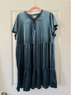 Teal velvet dress