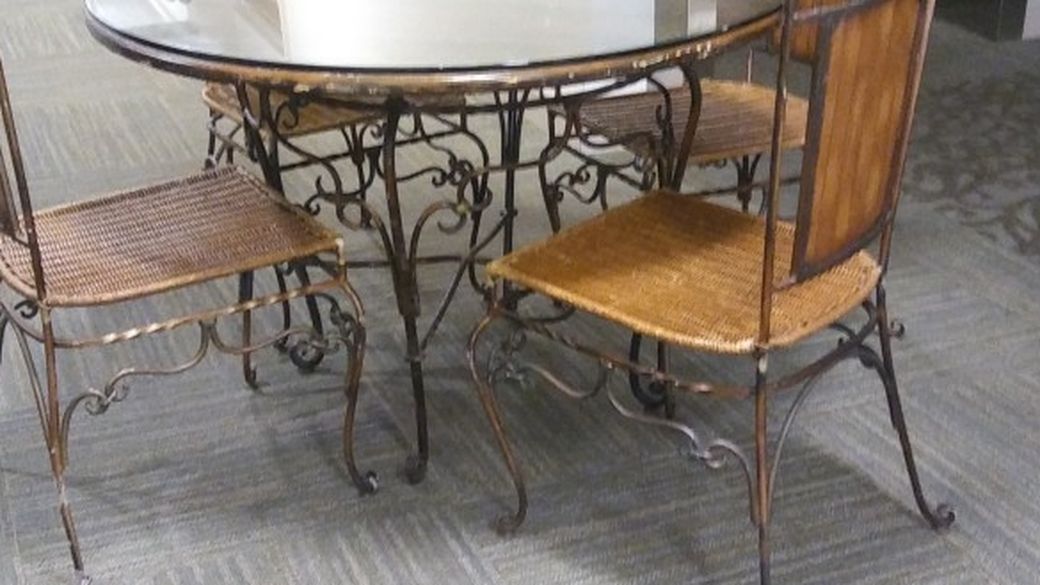 Antique Brass And Wooden Table