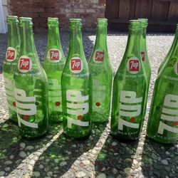 Vintage 7-Up Glass Bottles (9)