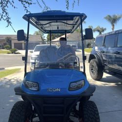 Golf cart:  2024 ICON 6-Seater Golf Cart – Lithium, Street Legal, Loaded