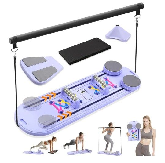 New Pilates Board, 6 in 1 Pilates Reformer Sets, Foldable Portable Abdominal Board, Pilate Sliding Board Core Exercise Pilates Equipment