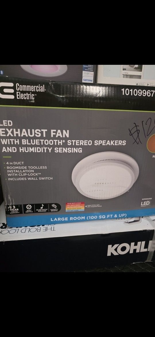 Exclusive
Commercial Electric
110 CFM 1.5 Sones Ceiling Bathroom Exhaust Fan with Bluetooth, Humidity Sensor, Adjustable CCT LED and Night Light