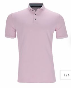 NWT Men’s Greyson Cherokee Pique Short Sleeve Polo Large Pink Sunrise $108 MSRP