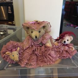 2 Decorative Stuffed Bears & Pig