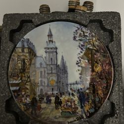 Vintage Limoges Plate: Louis Dali 'Paris Scenes' - Flower Market & Conciergerie