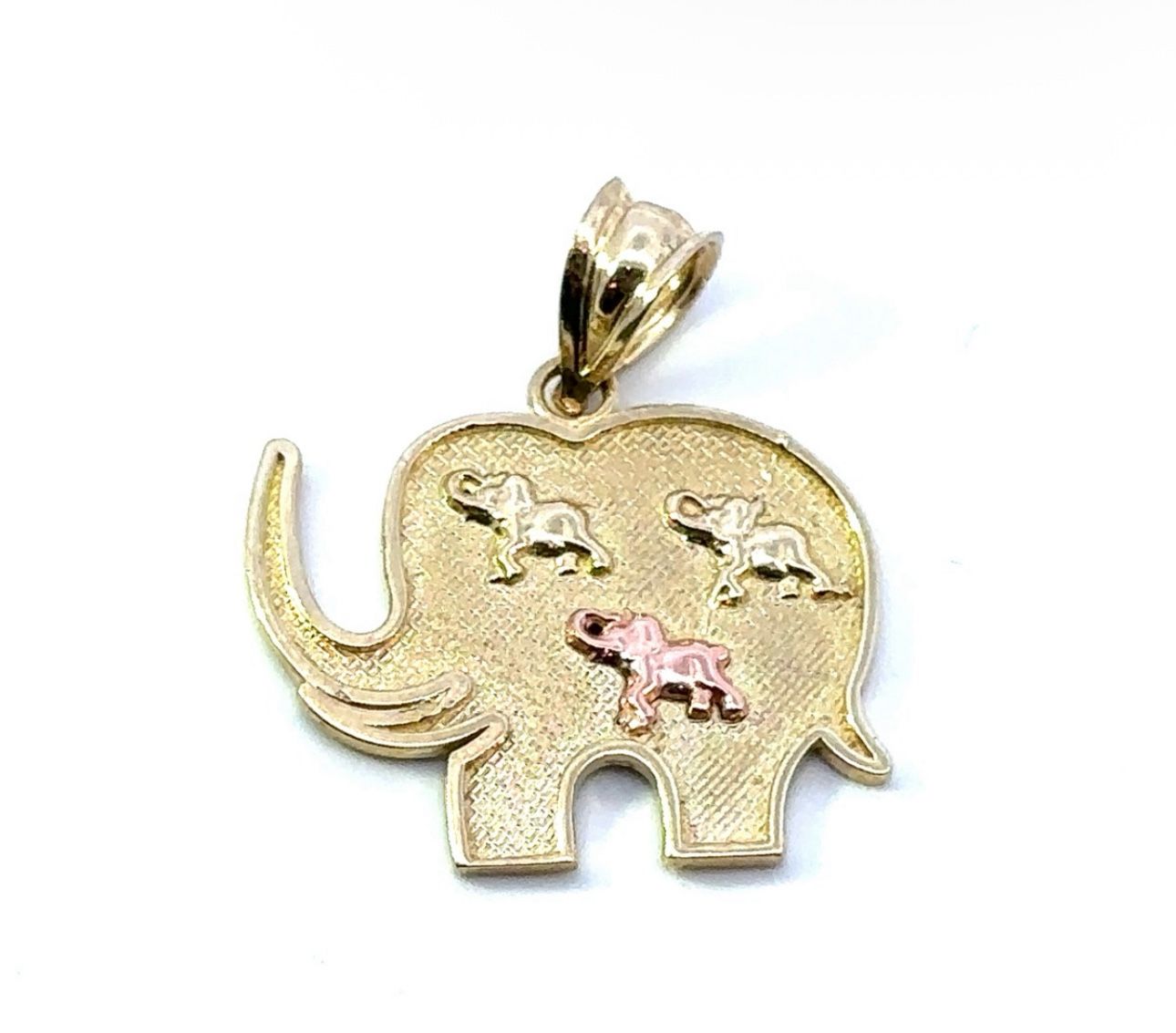 Woman’s Ladies 10k Tri Toned Rose White Yellow Gold Elephant Charm Pendant GP3085875