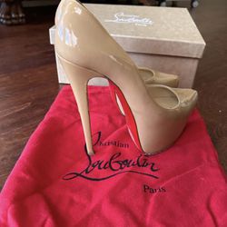 Christian Louboutin shoes, 160mm nude, patient leather