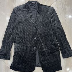 XXIOTTI 44R Men’s Velvet Blazer – Black Paisley Print, Statement Evening Jacket