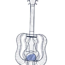 Metal Wire Guitar Display Art