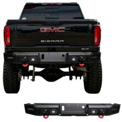 Rear Bumper Compatible with 2020 2021 2022 2023 2024 2025 GMC Sierra 2(contact info removed) W/LED Lights and D-ring
