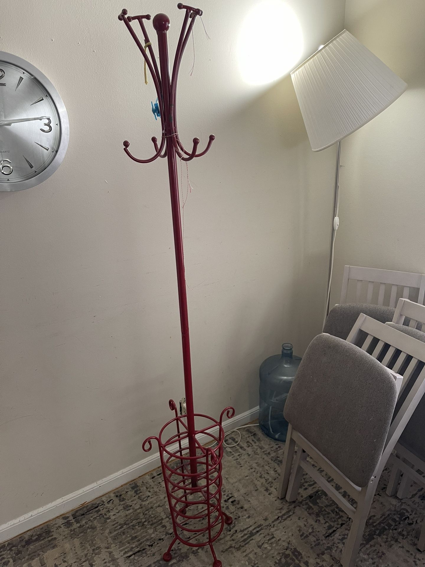 Metal Coat & Hat Stand – Sturdy Red Finish