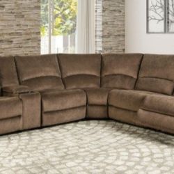 Brand New Brown Super Plush Power Reclining Sectional Sofa 
