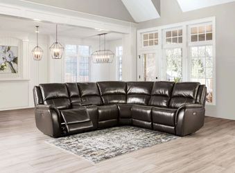 Brand New Elegant Espresso Brown Power Reclining Sectional  