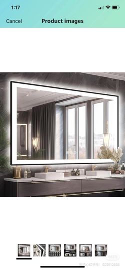 New Black Framed Mirror With Back And Front Light Anti-fog 