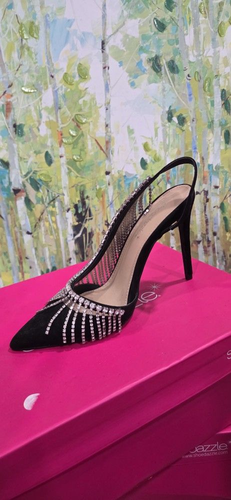 Black Pinty Heels With Rhinestones