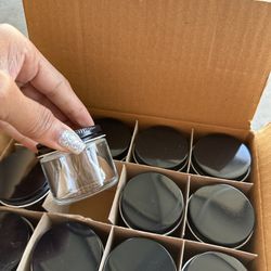 Clear Straight-Sided Glass Jars - 4 oz, 2 oz, Black Metal Cap