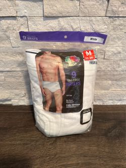 Fruit of the Loom Men's Briefs 9 Pack White Tag-Free Full Cut Medium 32-34 NIP