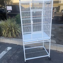 VIVOHOME 54 Inch Wrought Iron Large Bird Cage with Rolling Stand Bird Flight Cage with Stand, Casters, Slide-out Tray for Parakeets Canaries Parrot Co