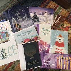 7 Holiday Hanukkah And Christmas Card Set 