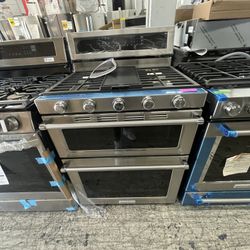 Kitchen Aid 30” Gas Stove In Stainless Steel New Open Box With Duo Oven 