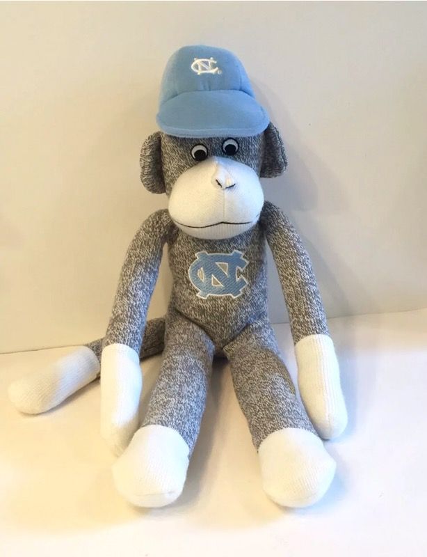 NEW North Carolina UNC TAR HEELS 20" SOCK MONKEY Stuffed Animal College Plush Mascot
