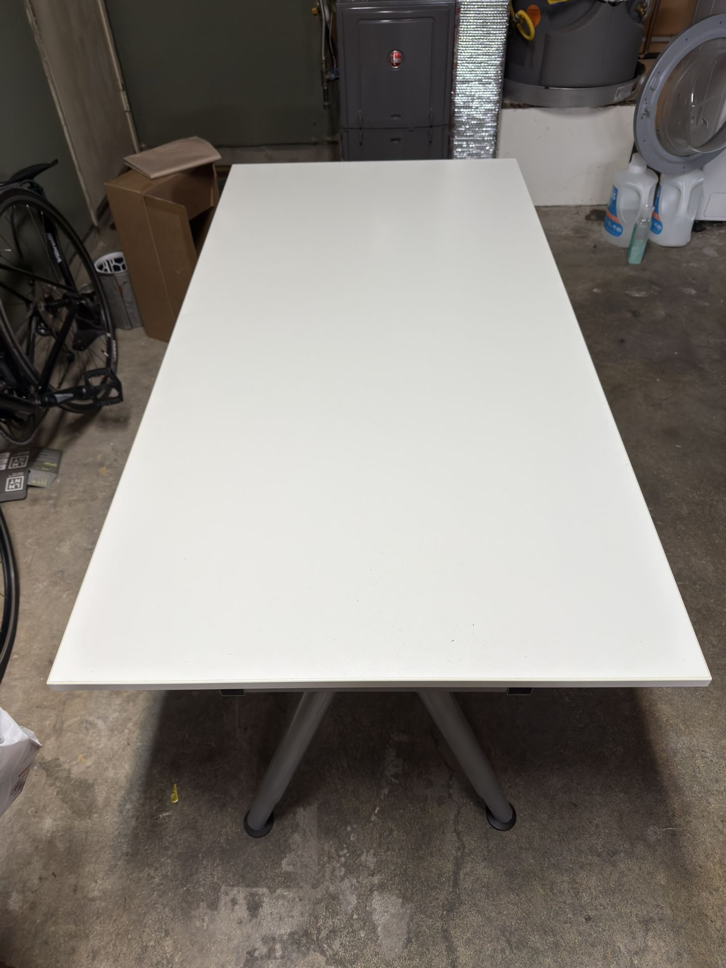 Large White Desk Table (62”x31”) - adjustable legs, great condition