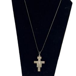 Vintage San Damiano Crucifix Cross Italian Pendant On Leather Cord  #christian