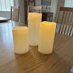 Large Flameless Candles - Set Of 3 - 12”, 10” And 8”