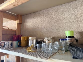 Garage sale - sofa and disheware