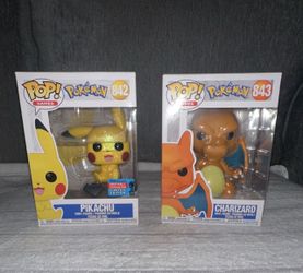 Funko Pop! Games Pokémon Pikachu #842 & Charizard #843 Vinyl Figures Funko Excl