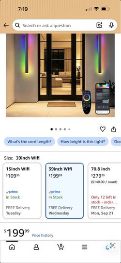 2 Pack Outdoor RGB Long Wall Lights,39.3inch Wall Lights Led Wall lights