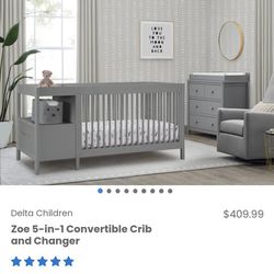 Delta Children Baby Crib & Changing Station With Sealy Mattress Combo Gently Used 