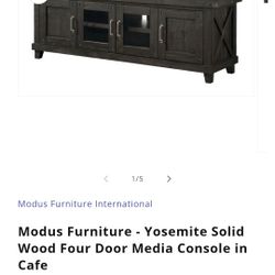 Modus Furniture - Yosemite Solid Wood Four Door Media Console in Cafe