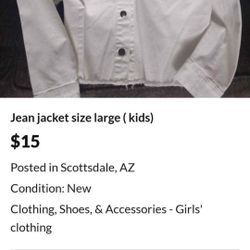 A new white gene jacket kids size large