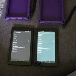 Pair Of Amazon Fire Tablets With Cases