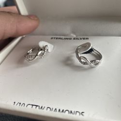 Silver 14 Karat Diamond Earrings 