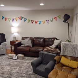 Thomasville Genuine Leather Sectional with Chaise