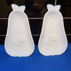 Vintage Pear Shaped Milk Glass Dishes