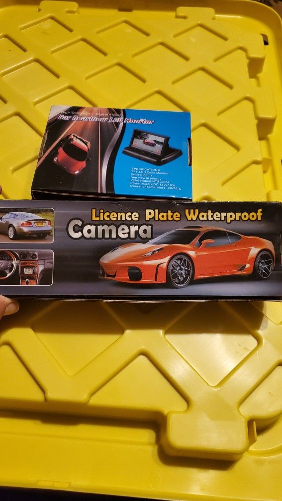 Car Rearview Lcd Monitor With Licence Plate Waterproof Camera New
