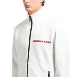 Prada Technical Jersey Track Set Zip-up Jacket Sweatshirt Sweatpants White Large