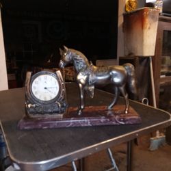 Horse And Clock Very Good Cond Clock Not Runing Just Needs Cleaning And It Will Work