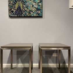 Pair Of Stone-top Side Tables 
