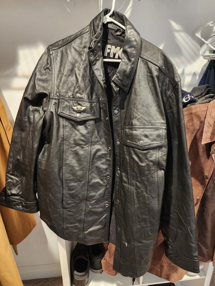 Leather Shirt Jacket 